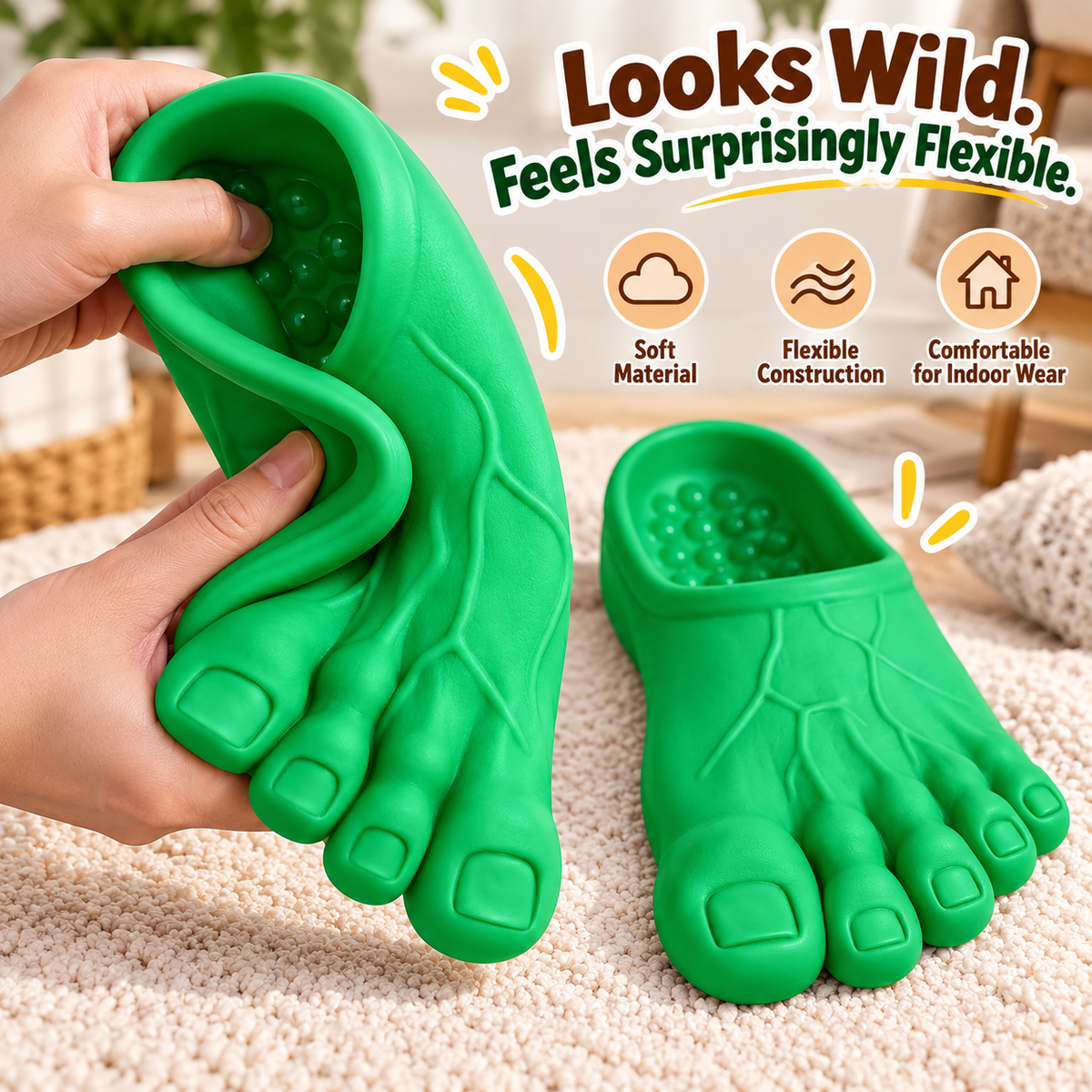 😂 WTF Are Those?! 👣 Funny Feet Slippers  — Realistic Barefoot Illusion