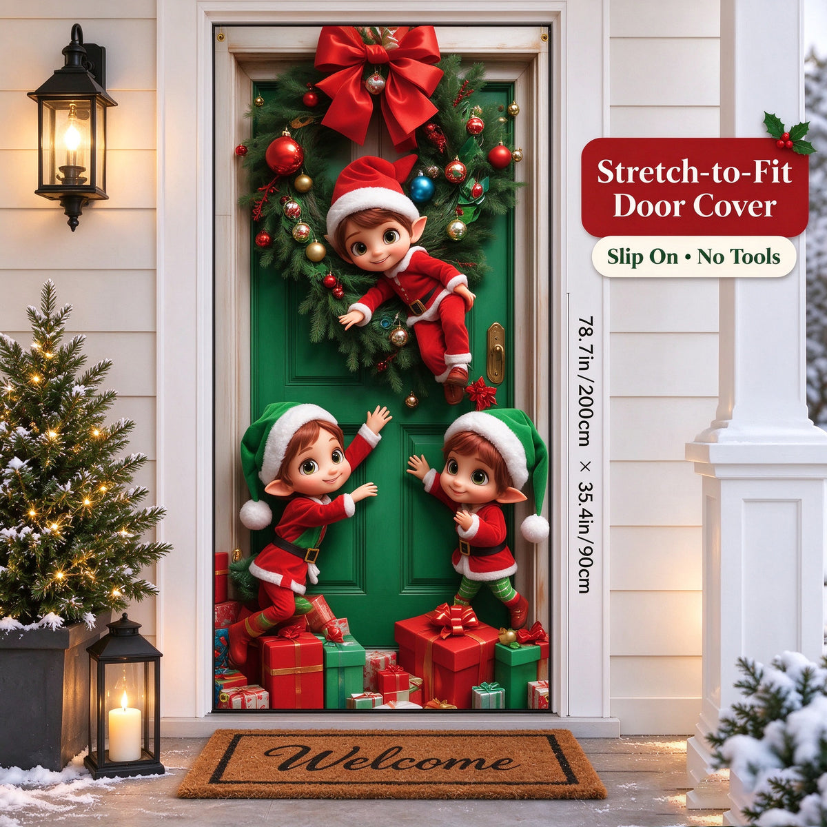 🎅Christmas Stretch Door Cover— Add a Little Christmas Wonder