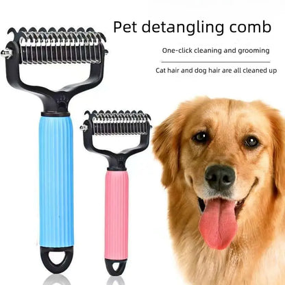 VeroGroom™ 2-in-1 Pet Undercoat Rake | Professional Double-Sided Dematting & Deshedding Tool for Dogs ✨🐕