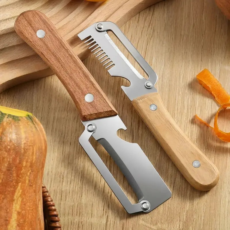 VeroChef™ 3-in-1 Master Peeler | Precision Steel & Natural Wood
