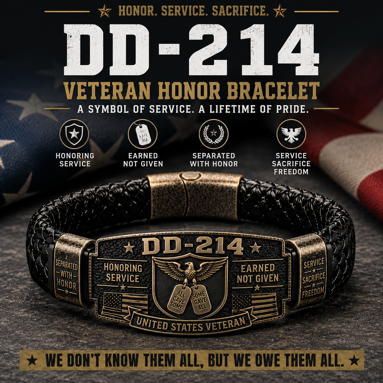 🔥LAST DAY 50% OFF🔥DD-214 Veteran Honor Bracelet - Made By VETERAN 'Rober Smith'