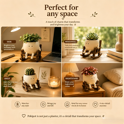 🍀Pokipot™ Happy Flowerpot,Cute Lazy Smile Character Planter Pot🪴