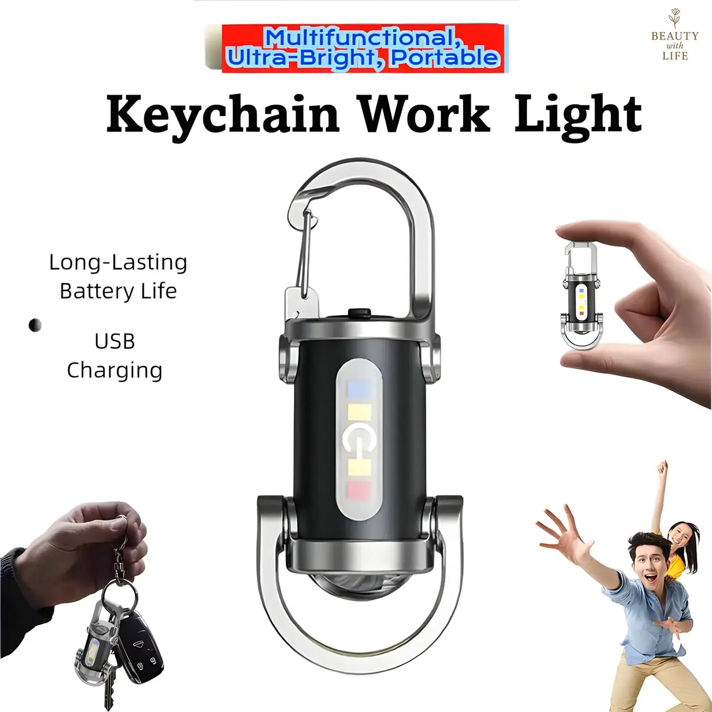 ⚡Hot Sales 49% OFF🔥🔦Rechargeable Mini Keychain Flashlight - 1200 Lumens EDC Light