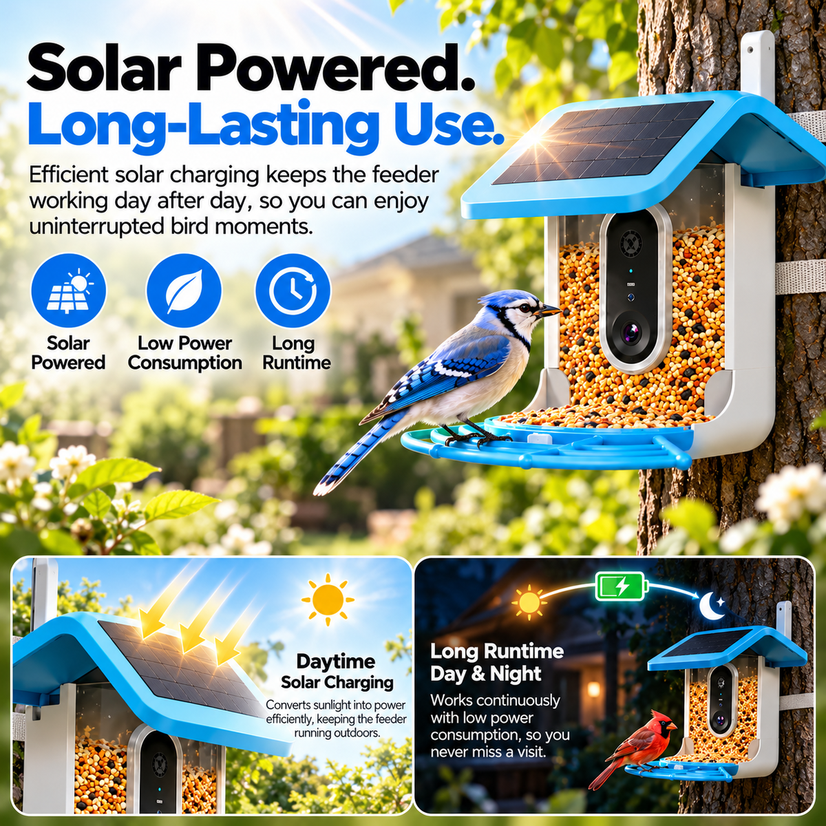 🔥Limited Time 50% OFF🦜Smart Bird Feeder - AI Bird Recognition, High-Definition Camera Monitor, Solar-Powered Pet Feeder