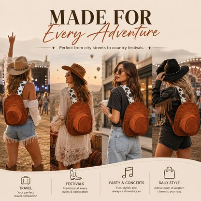 🤠 Vintage Cowboy Hat Backpack – Western Style Meets Everyday Storage 🎒