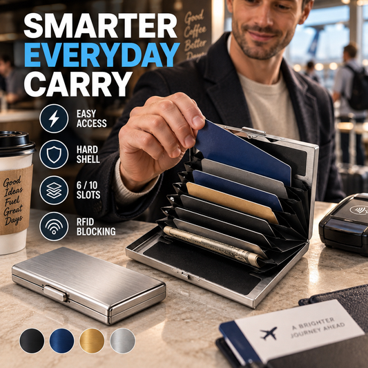 ⚡50% OFF💳 RFID-Stainless Steel Blocking Card Wallet✨ Slim & Secure 🔒