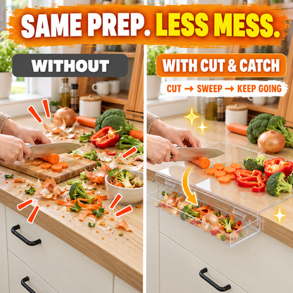 ⚡ 50% OFF🔪 Acrylic Cutting Board✨ Built-In Waste Container & Counter Lip