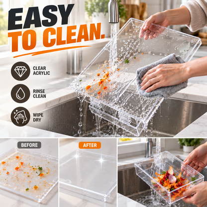 ⚡ 50% OFF🔪 Acrylic Cutting Board✨ Built-In Waste Container & Counter Lip