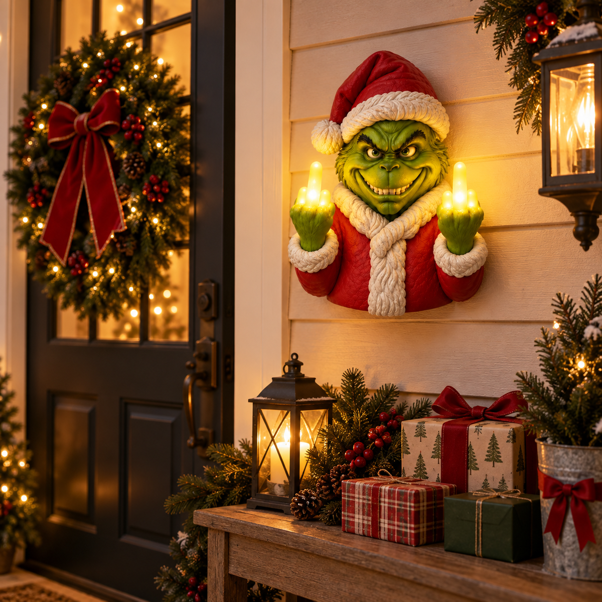 🎄NaughtyGlow Mischief Glow Christmas Wall Light | Funny Battery-Powered LED Holiday Decor