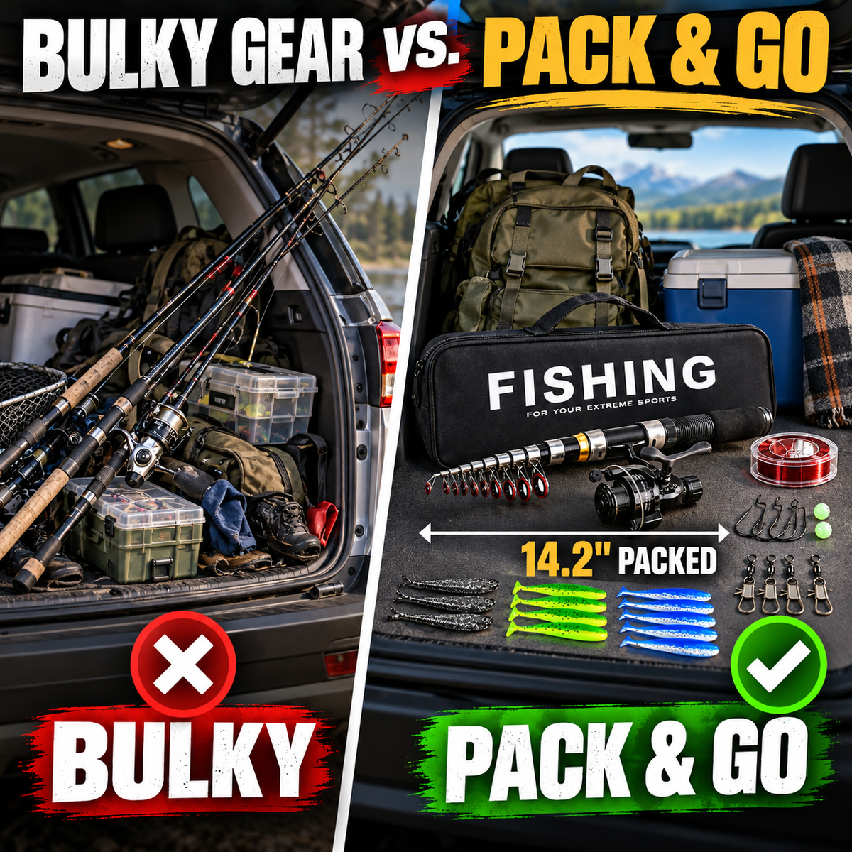 🎣 50% OFF✨🐟 Complete Travel Fishing Gear Set‑Telescopic Fiberglass Rod with Storage Bag 🎒