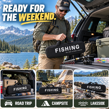 🎣 50% OFF✨🐟 Complete Travel Fishing Gear Set‑Telescopic Fiberglass Rod with Storage Bag 🎒