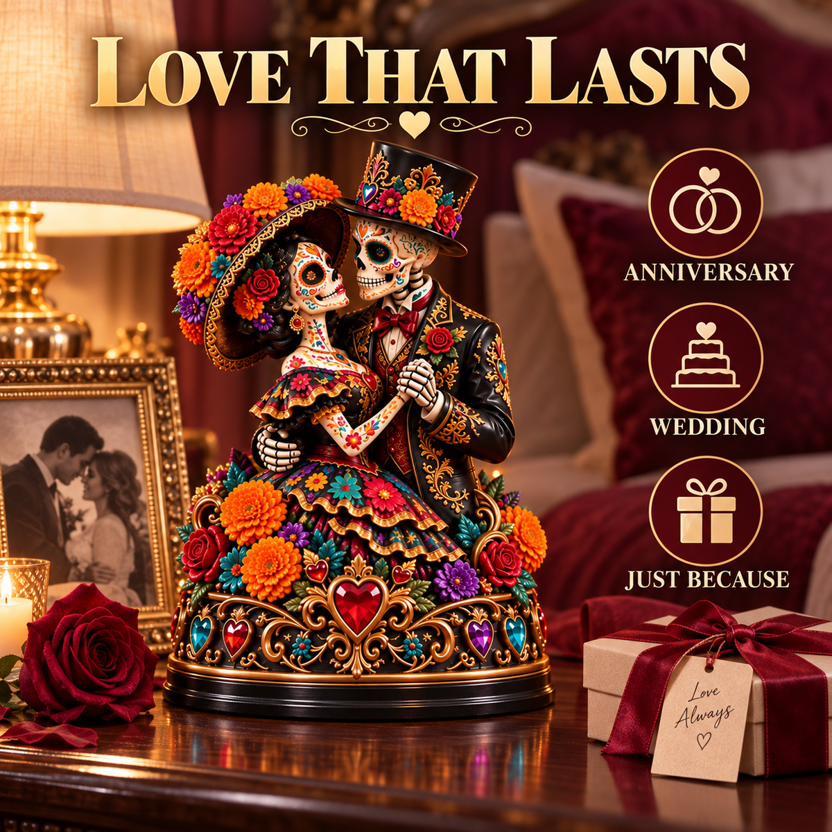 ⚡ 50% OFF💀 Eternal Dance Skeleton Couple Figurine🖤 Romantic Gothic Decor & Gift