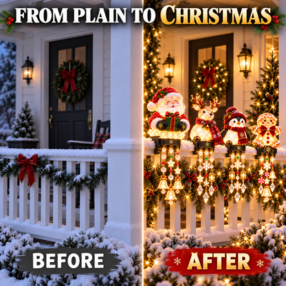 🔥Limited Time-50% OFF🎅 Christmas Porch Railing Lights✨ 4 Festive Characters, Bright & Cheerful