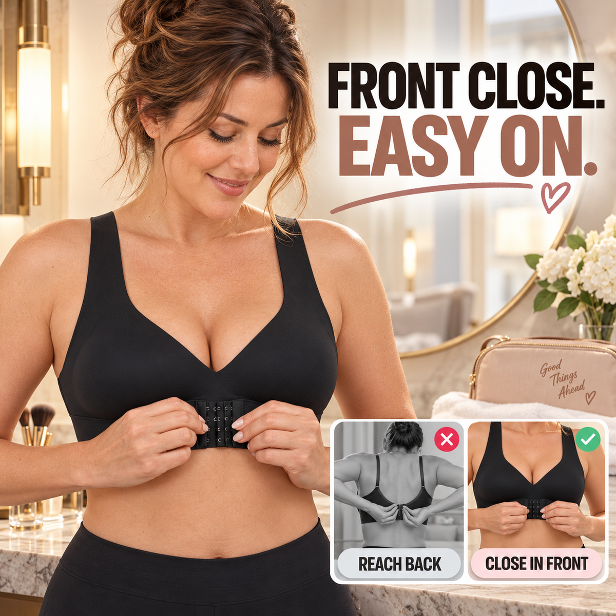 💥 50% OFF👙 Front Closure Wireless Bra✨ Cross Back Posture Support