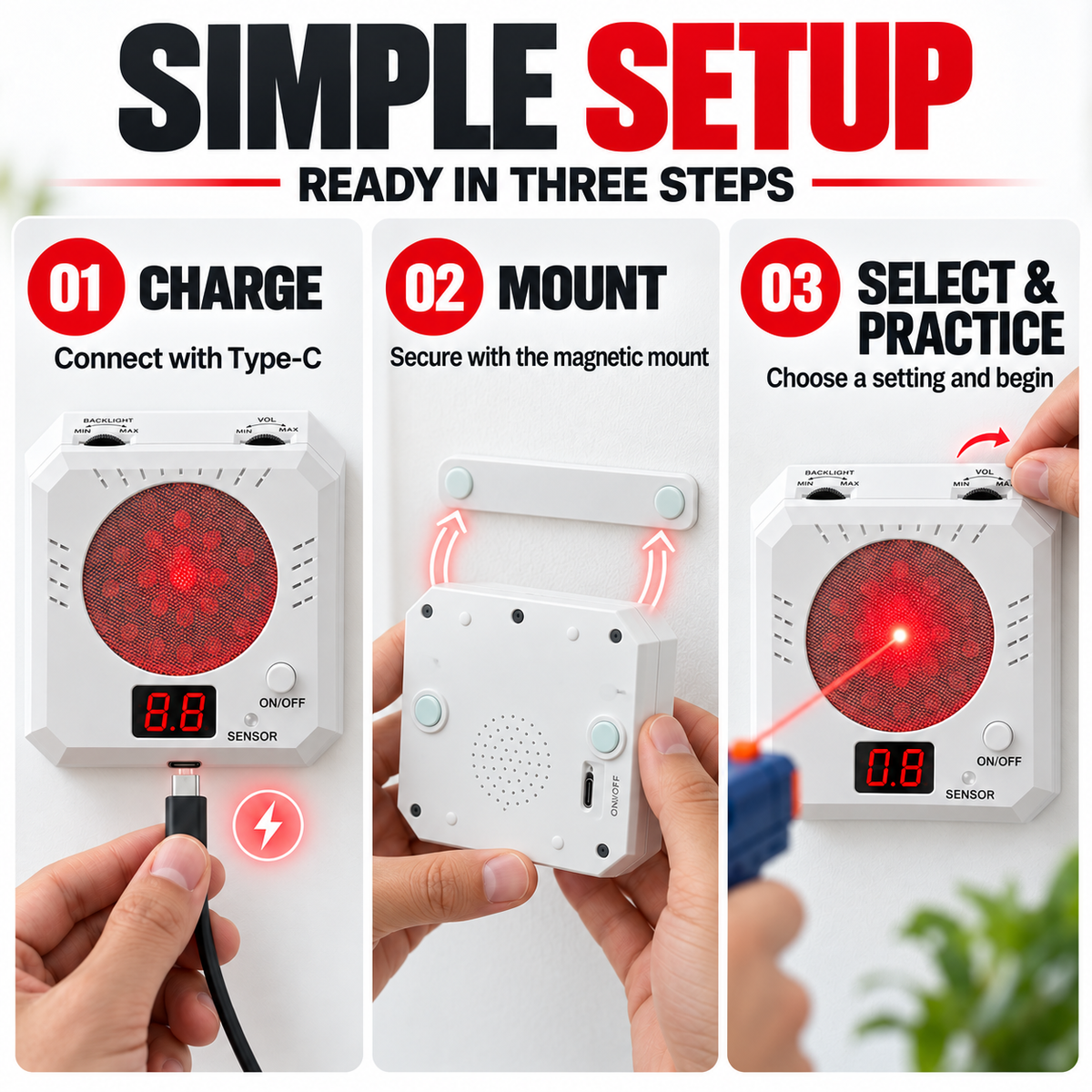 🔥 Limited-Time 49% OFF 🎯 Rechargeable Electronic Laser Training Target with Instant Hit Feedback & Magnetic Mount