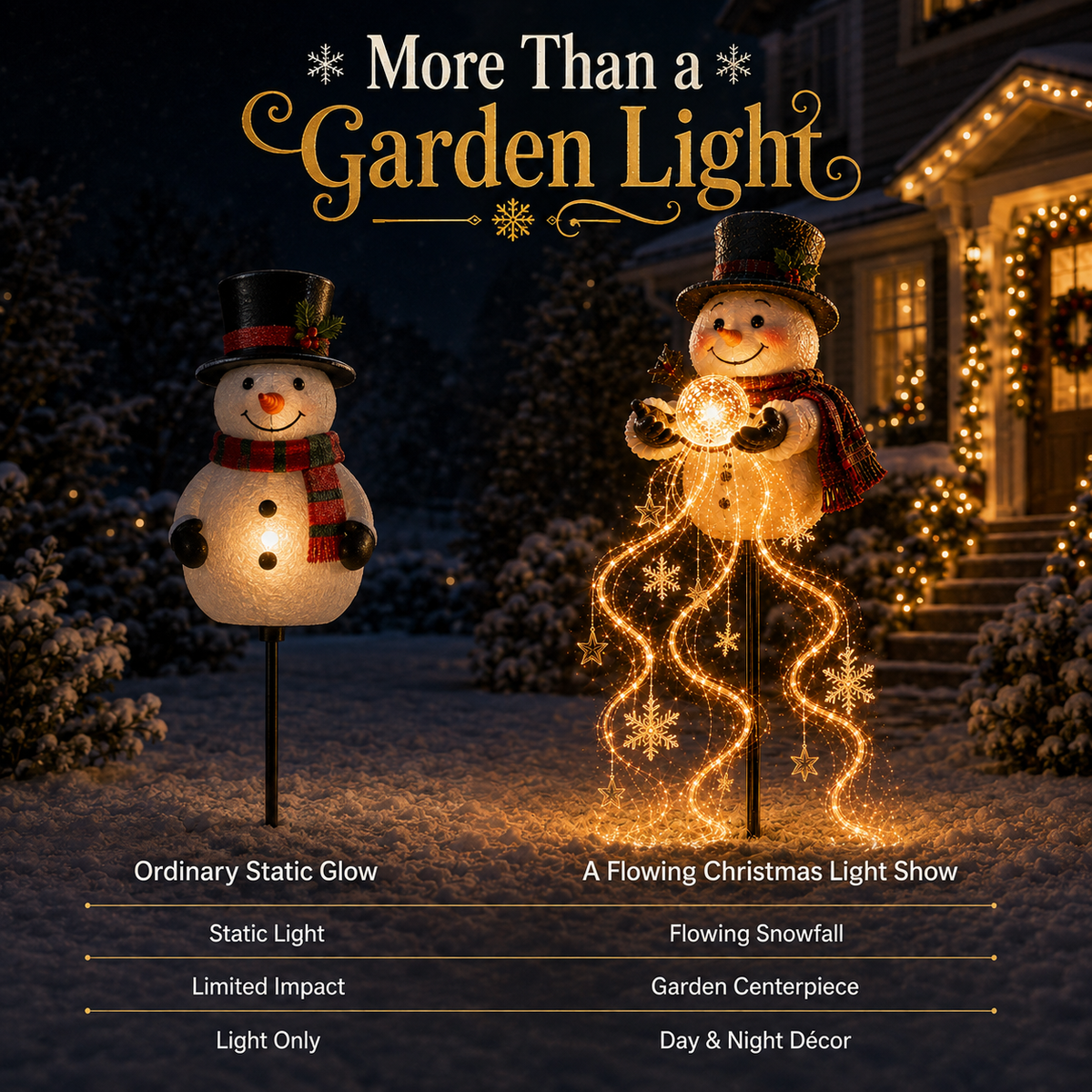 🎁 Today 50% OFF ⛄ Snowman Magic‑Flowing Snowflake LED Christmas Garden Light ✨