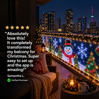 🎄 Smart App-Controlled LED Curtain Lights – Animated Holiday Balcony Display
