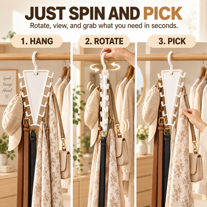 💥 BUY 1 GET 1 FREE 👗V-Shaped 12-Hook 360° Rotating Closet Organizer✨ Save Space & Stay Organized