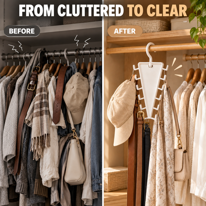 💥 BUY 1 GET 1 FREE 👗V-Shaped 12-Hook 360° Rotating Closet Organizer✨ Save Space & Stay Organized