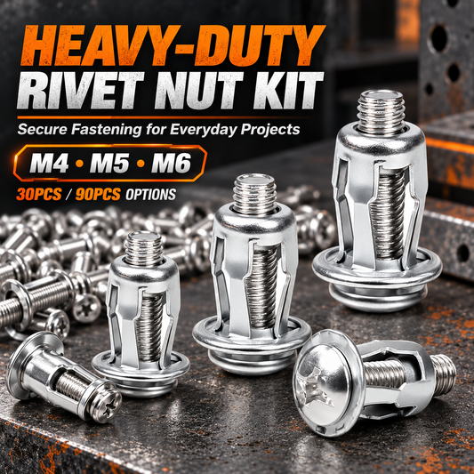 🔩 Heavy-Duty Carbon Steel Rivet Nut Assortment Kit (M4/M5/M6)
