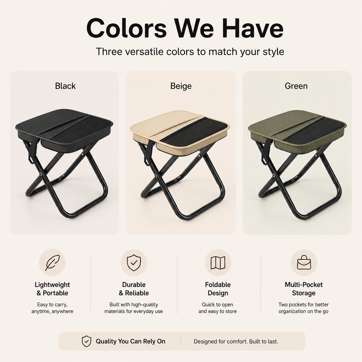 Limited Time 49% OFF | Portable Folding Stool with Storage Bag for Camping, Fishing & Travel