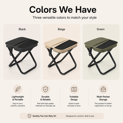 Limited Time 49% OFF | Portable Folding Stool with Storage Bag for Camping, Fishing & Travel
