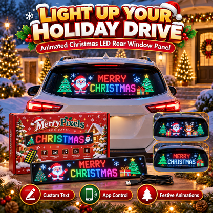 🔥50% OFF🎅 Animated Christmas LED Rear Window Panel – App Controlled Car Display✨