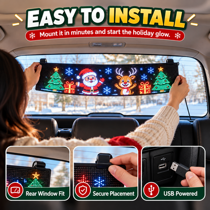 🔥50% OFF🎅 Animated Christmas LED Rear Window Panel – App Controlled Car Display✨