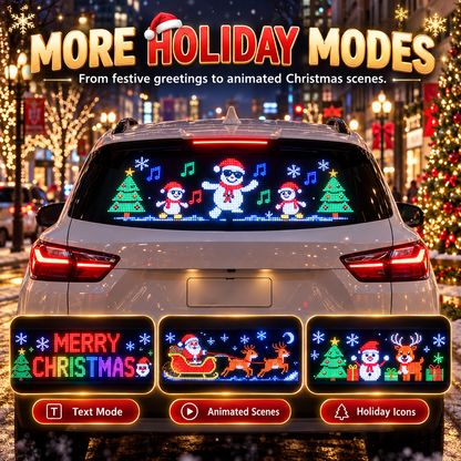 🔥50% OFF🎅 Animated Christmas LED Rear Window Panel – App Controlled Car Display✨