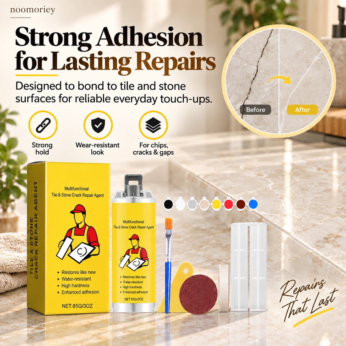 🔥Quick-Drying Tile Repair Glue - Complete Tool Kit for DIY – Fix Cracks Permanently in Minutes!✨