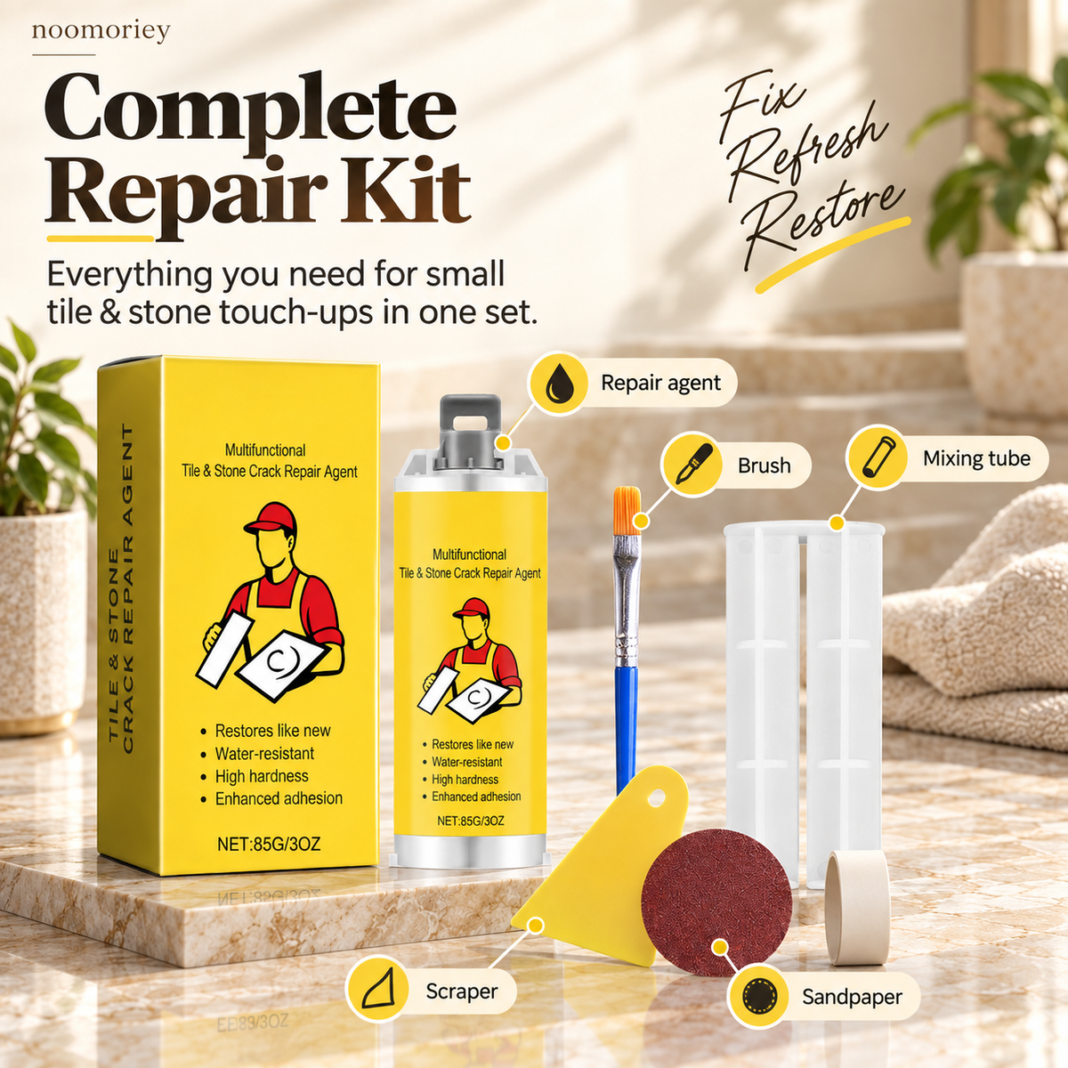 🔥Quick-Drying Tile Repair Glue - Complete Tool Kit for DIY – Fix Cracks Permanently in Minutes!✨