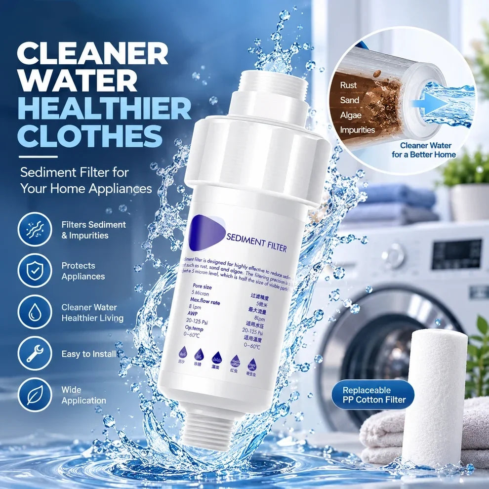 💧 50% OFF 5μm Sediment Water Filter – Cleaner Water For Washing Machine & Home