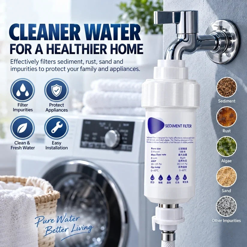 💧 50% OFF 5μm Sediment Water Filter – Cleaner Water For Washing Machine & Home