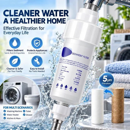 💧 50% OFF 5μm Sediment Water Filter – Cleaner Water For Washing Machine & Home
