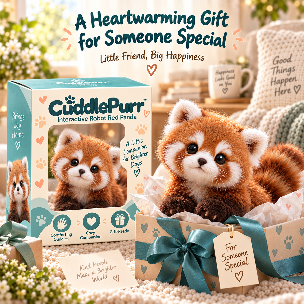🐾❤️ CuddlePurr™ Red Panda – Interactive Plush Companion | A Little Friend, A Lot of Love