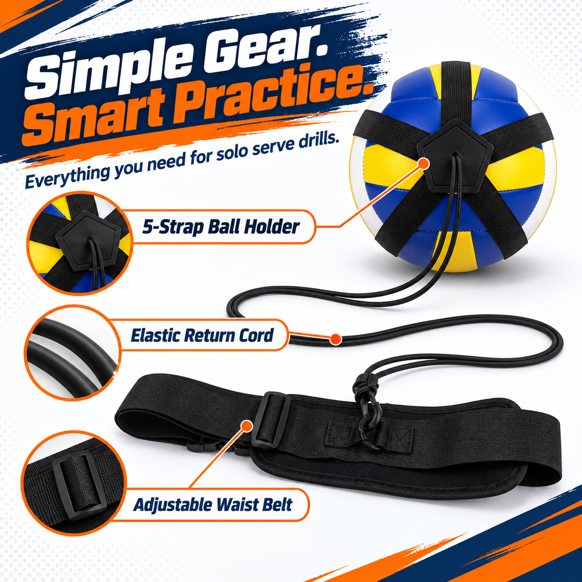 Volleyball Serve Trainer – Solo Practice Belt with Rebound Cord