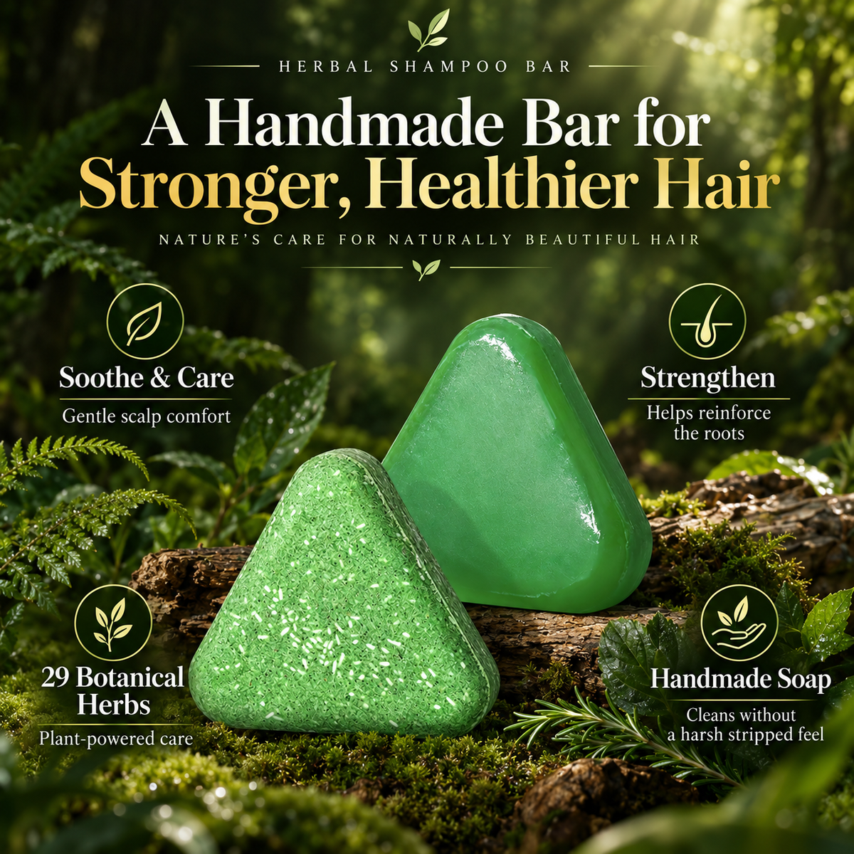 3-in-1 Herbal Shampoo Bar — Scalp Refresh, Oil Control & Stronger-Looking Hair