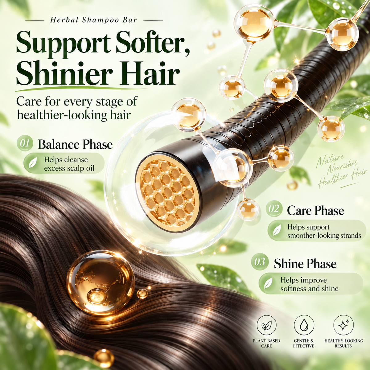 3-in-1 Herbal Shampoo Bar — Scalp Refresh, Oil Control & Stronger-Looking Hair