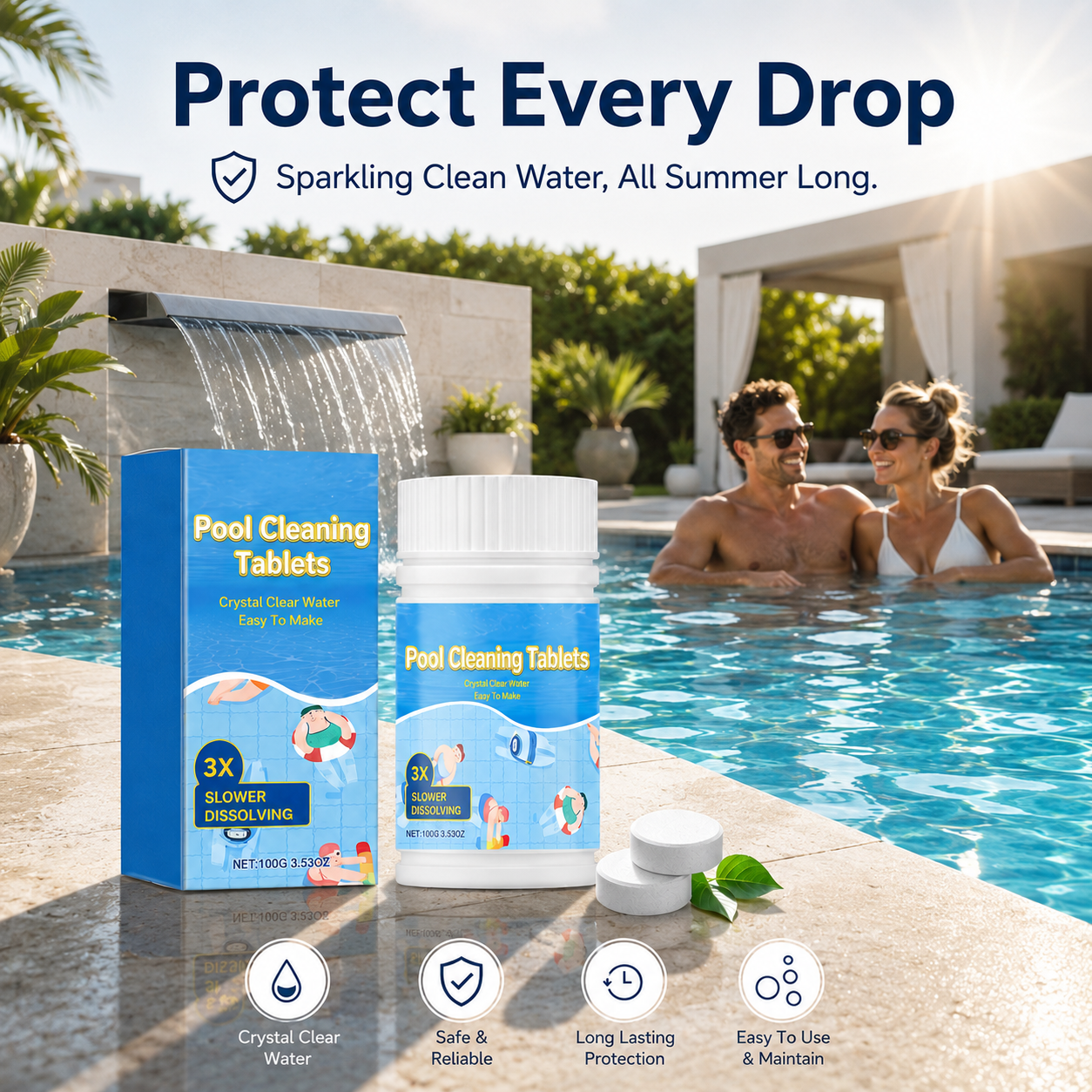 💦Crystal Clear Pool Cleaner🔥 Long-Lasting Cleaning Tablets