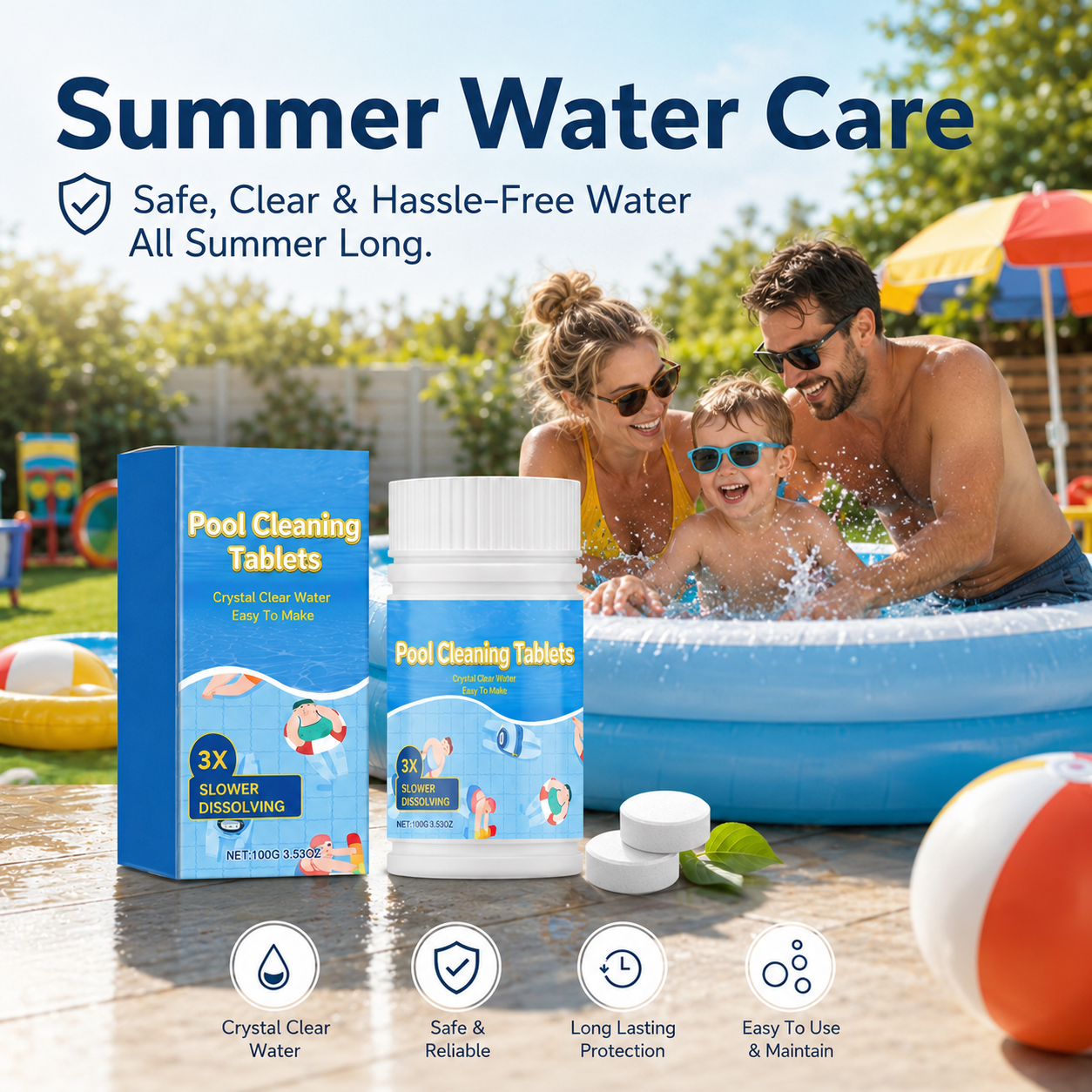 💦Crystal Clear Pool Cleaner🔥 Long-Lasting Cleaning Tablets