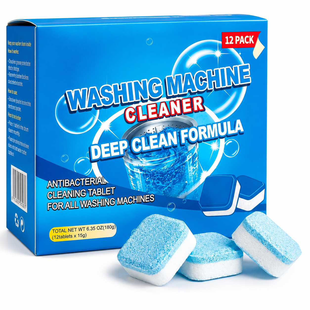 💥LAST DAY 49% OFF🫧Drain Cleaning Tablets 12 Pack For Sinks, Showers & Washing Machines