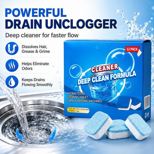 💥🫧Drain Cleaning Tablets 12 Pack For Sinks, Showers & Washing Machines