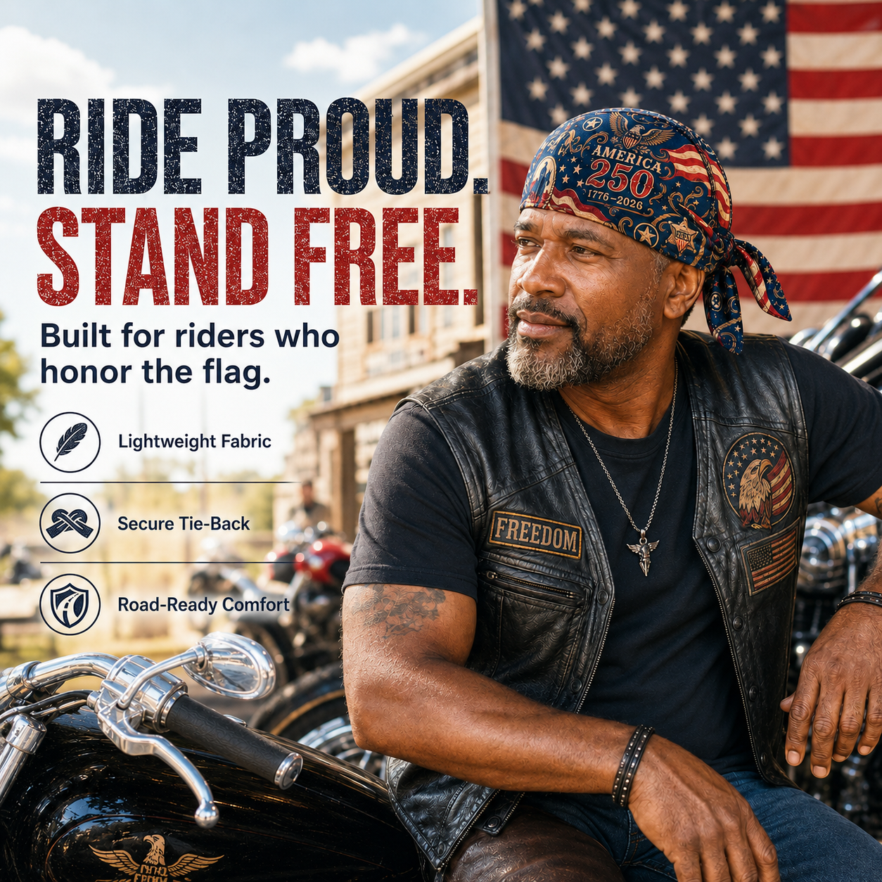 🦅America 250 Cycling Pirate Hat / Biker Headwrap🧢