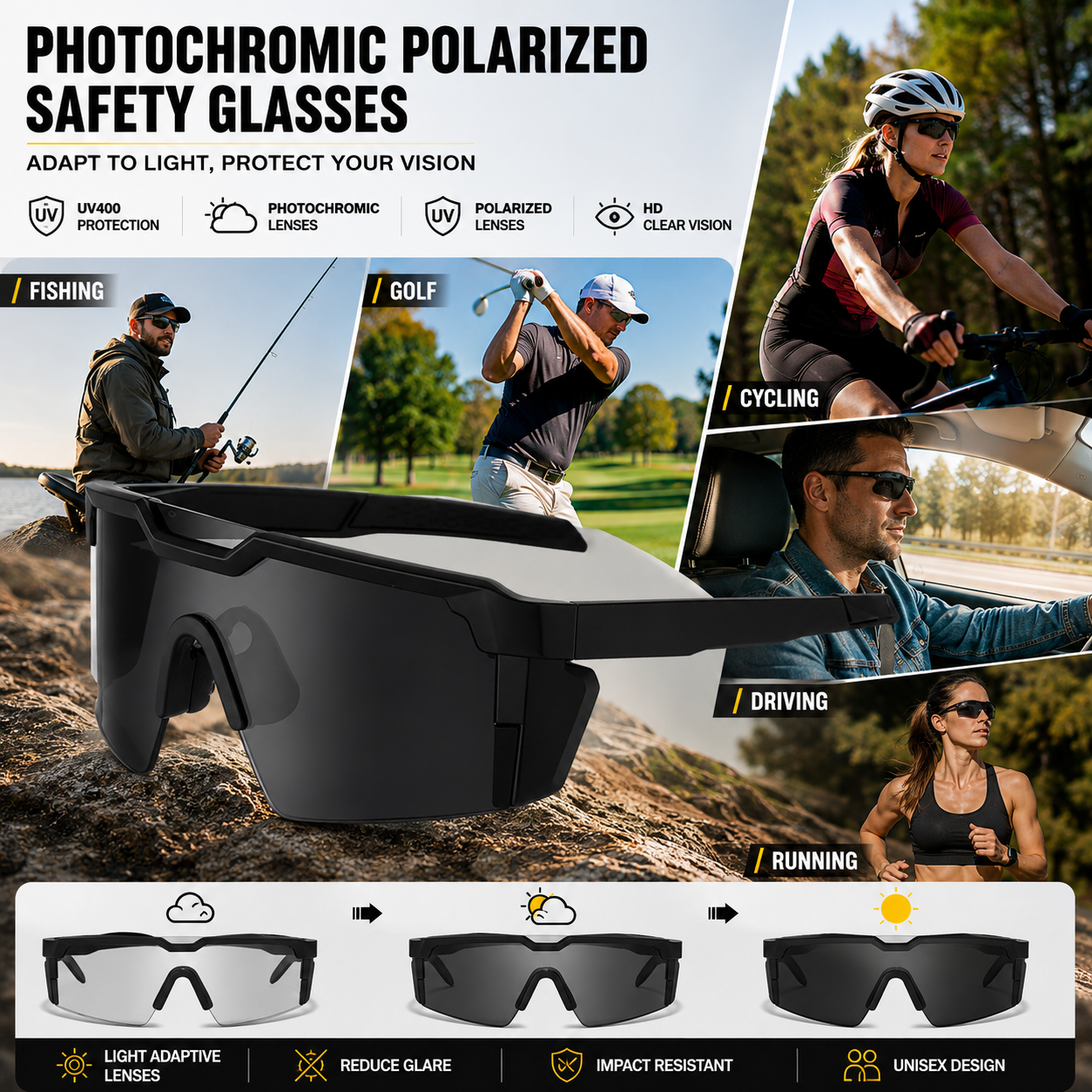 VeroOptix™ Pro Photochromic Sunglasses | Intelligent Light-Transition Polarized Aviators