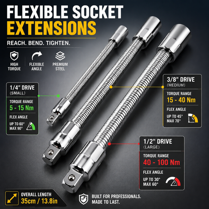 🔥Universal Flexible Wrench Socket Tool – High Torque & Tight Space Repair Adapter🔩