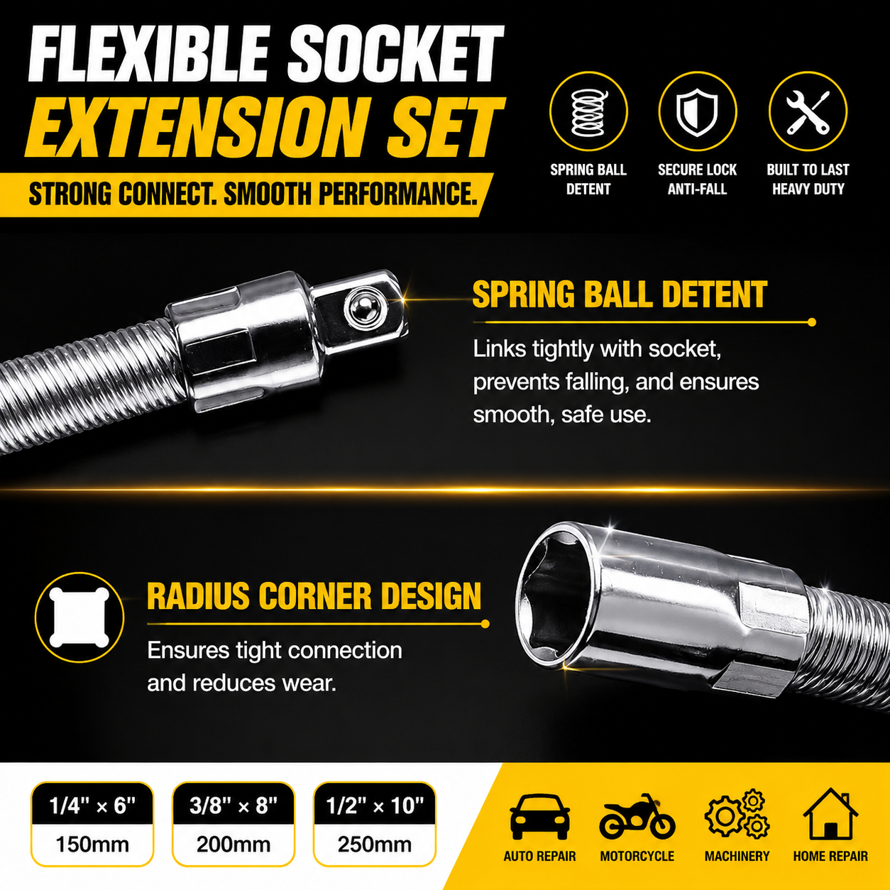 🔥Universal Flexible Wrench Socket Tool – High Torque & Tight Space Repair Adapter🔩