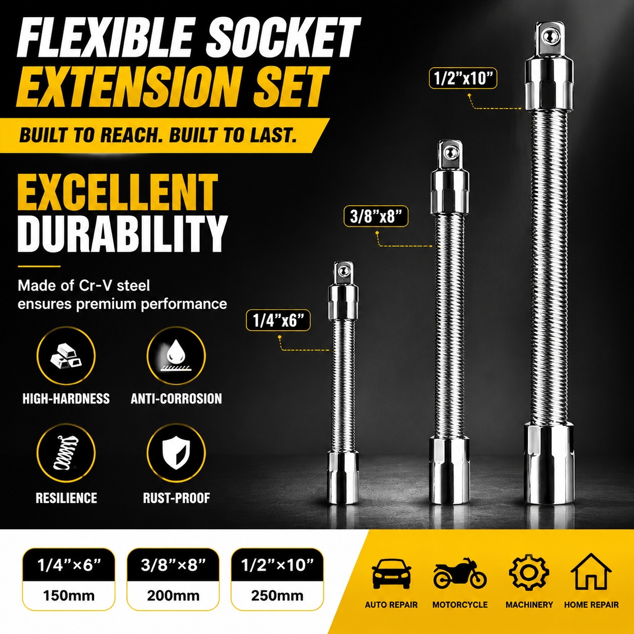 🔥Universal Flexible Wrench Socket Tool – High Torque & Tight Space Repair Adapter🔩