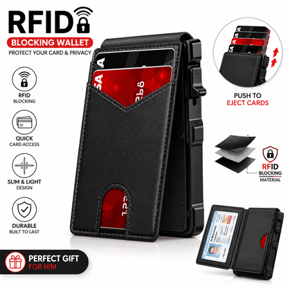 🔥49% off on the last day| 🔐 RFID Blocking Minimalist Pop-Up Wallet | One-Second Card Eject Design & Ultra Slim Pocket Wallet