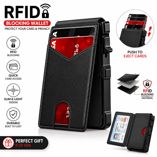 🔥49% off on the last day| 🔐 RFID Blocking Minimalist Pop-Up Wallet | One-Second Card Eject Design & Ultra Slim Pocket Wallet