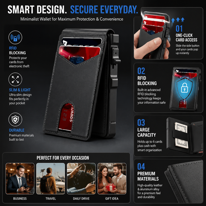 🔥49% off on the last day| 🔐 RFID Blocking Minimalist Pop-Up Wallet | One-Second Card Eject Design & Ultra Slim Pocket Wallet